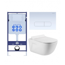 Комплект инсталляции с подвесным унитазом AQUATEK с сиденьем и кнопкой SET AQUATEK ДИВА-013 4в1 Комплект инсталляции с подвесным унитазом AQUATEK с сиденьем и кнопкой SET AQUATEK ДИВА-013 4в1